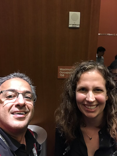 Salar Rahmanian meets Rachel Thomas after keynote at PyBay 2018